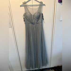 Jenny Yoo Sleeveless Tulle Maxi Dress in Slate Gray